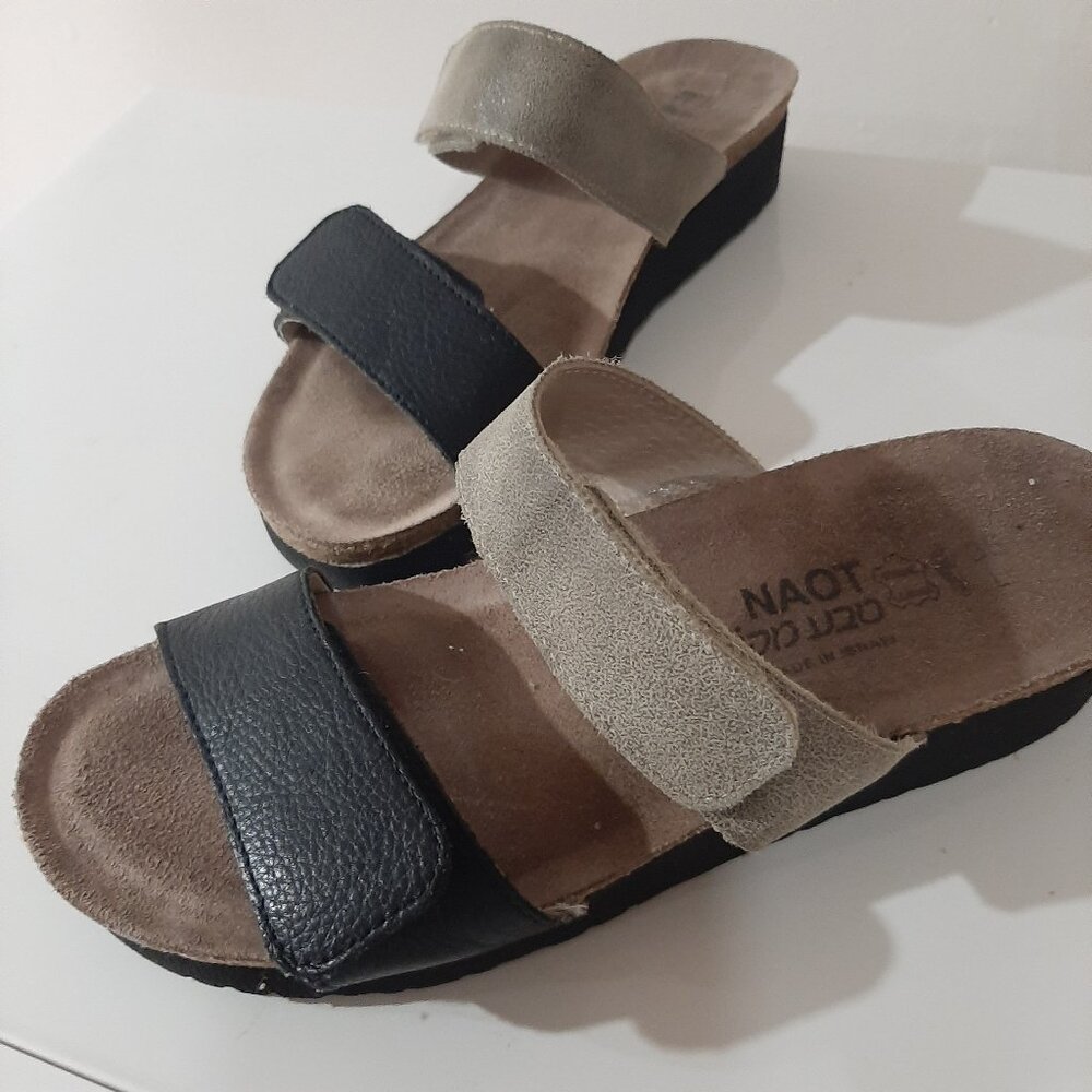 Naot leather dual toned minimalist comfort adjustable sandals